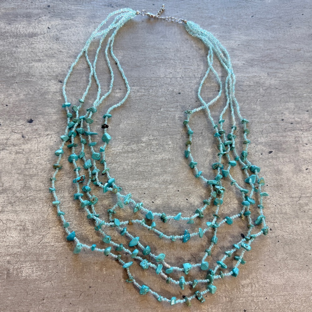 Turquoise Beaded 5 Strand Necklace